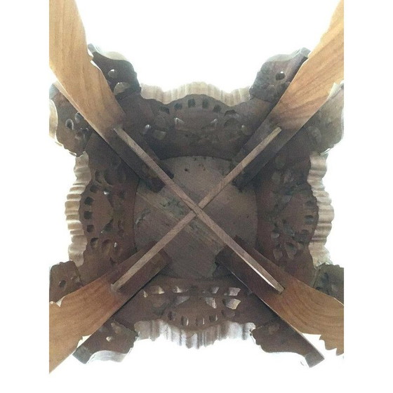 Image 1 of Set van 2 vintage grote bruine handgesneden sidetable 1940