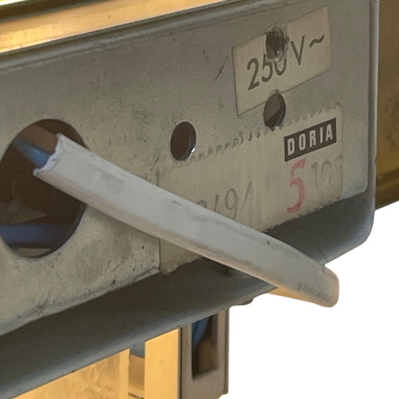 Image 1 of Doria Leuchten - Vintage / New Old Stock - Wandlamp met originele kap - Messing lampvoet - Duitsland, ca. 1970