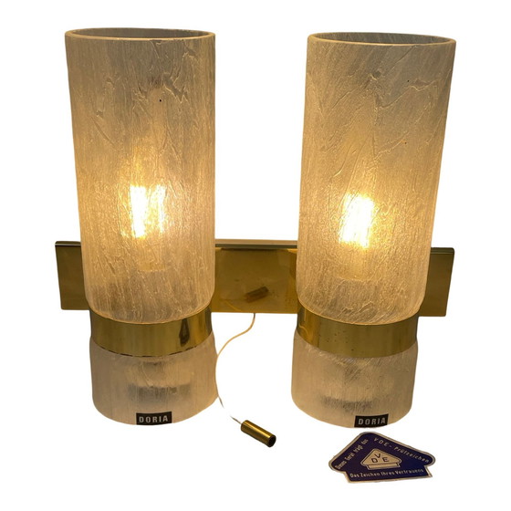 Image 1 of Doria Leuchten - Vintage / New Old Stock - Wandlamp met originele kap - Messing lampvoet - Duitsland, ca. 1970