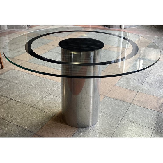 Image 1 of Vintage tafel van chroom en glas, 1990