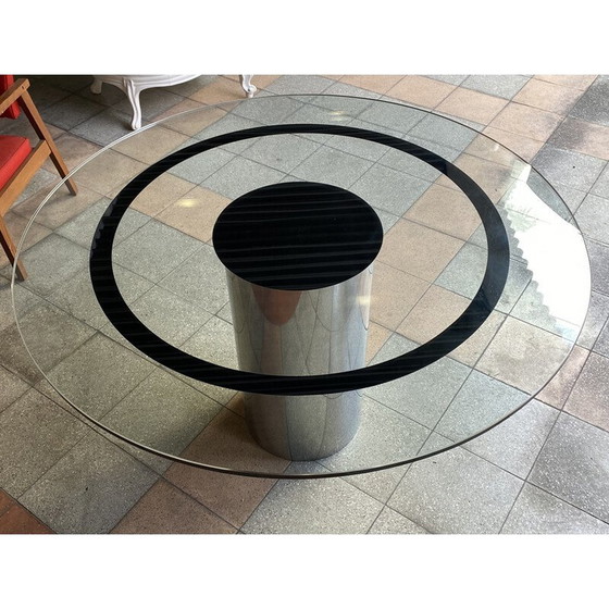 Image 1 of Vintage tafel van chroom en glas, 1990