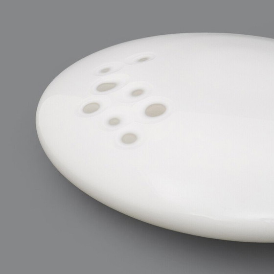 Image 1 of Vintage plafondlamp in wit Murano glas en metaal, Italië 1970