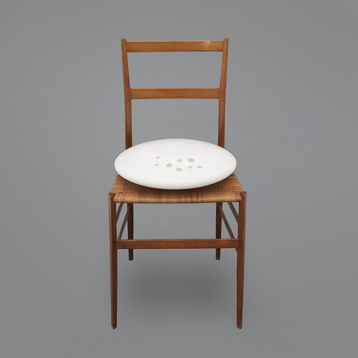 Vintage plafondlamp in wit Murano glas en metaal, Italië 1970