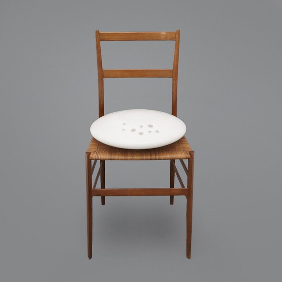 Image 1 of Vintage plafondlamp in wit Murano glas en metaal, Italië 1970