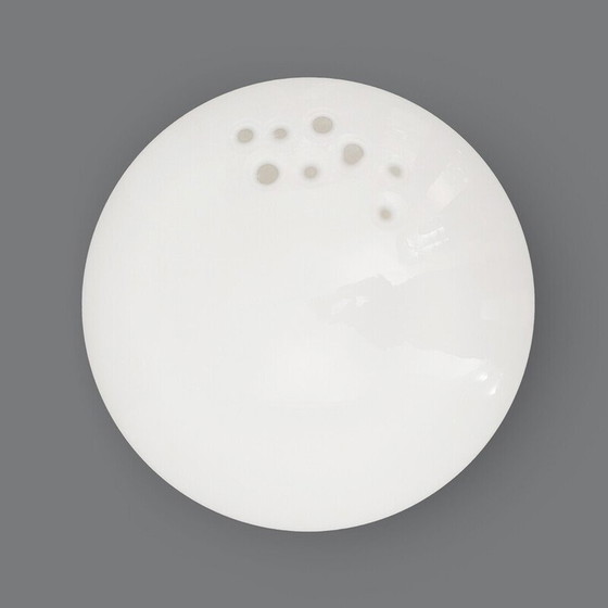 Image 1 of Vintage plafondlamp in wit Murano glas en metaal, Italië 1970