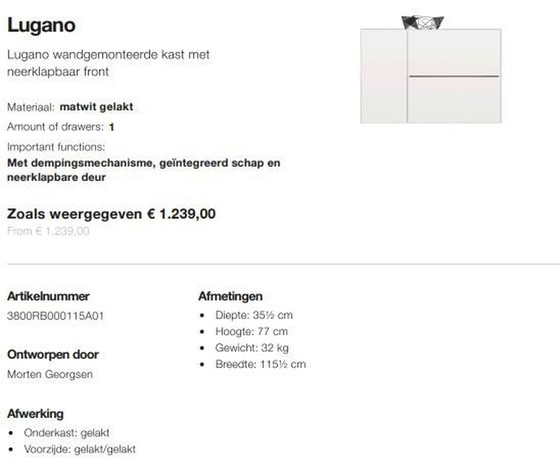 Image 1 of  Lugano Wandgemonteerde Kast Met Neerklapbaar Front Boconcept