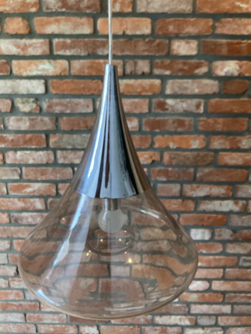 Space Age Vintage Glazen Plafondlamp Glashutte Limburg 