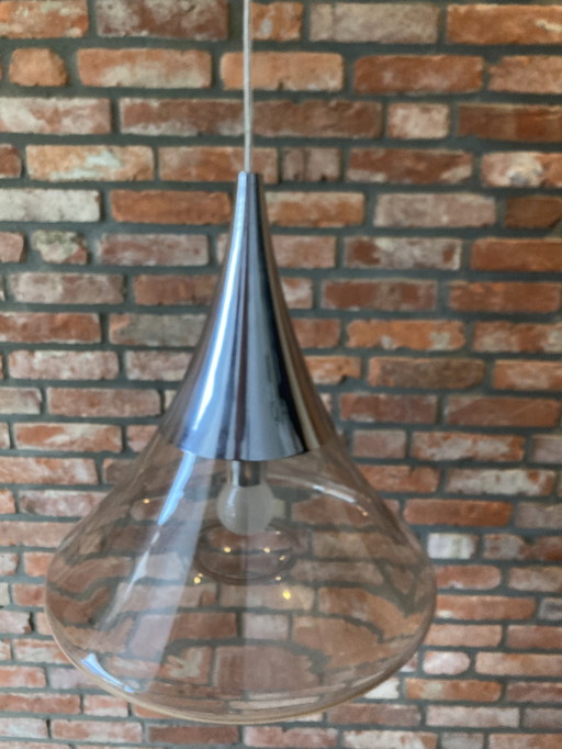 Space Age Vintage Glazen Plafondlamp Glashutte Limburg 