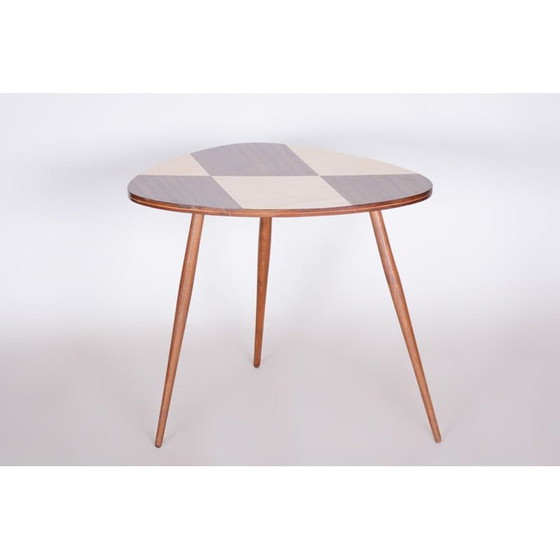 Image 1 of Bruine Mid Century bijzettafel van beukenhout en formica, 1950