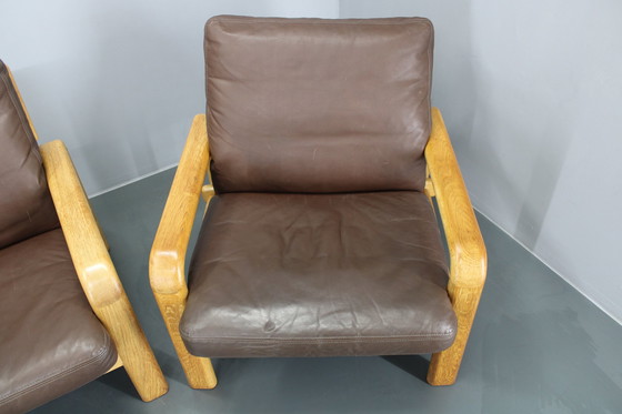 Image 1 of 1970 L. Olsen & Søn Eiken en Lederen Woonkamerset, Denemarken