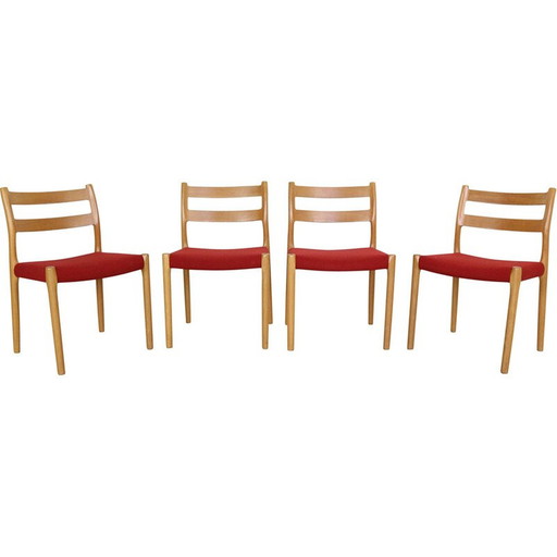 Set van 4 vintage eetkamerstoelen model-84 door Niels Otto Moller voor Højbjerg, Denemarken 1970