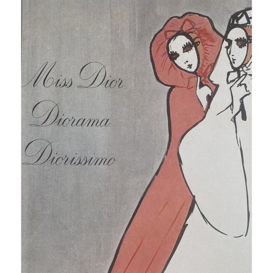 Image 1 of Vintage reclame-illustratie van René Grau voor Christian Dior, 1962