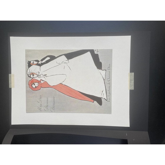 Image 1 of Vintage reclame-illustratie van René Grau voor Christian Dior, 1962