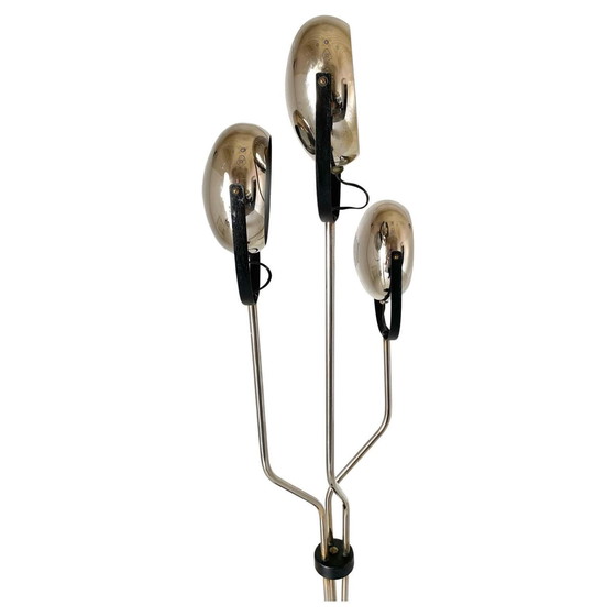 Image 1 of 1X Vintage verchroomde staande lamp met drie verstelbare lichtpunten, Reggiani 1960S