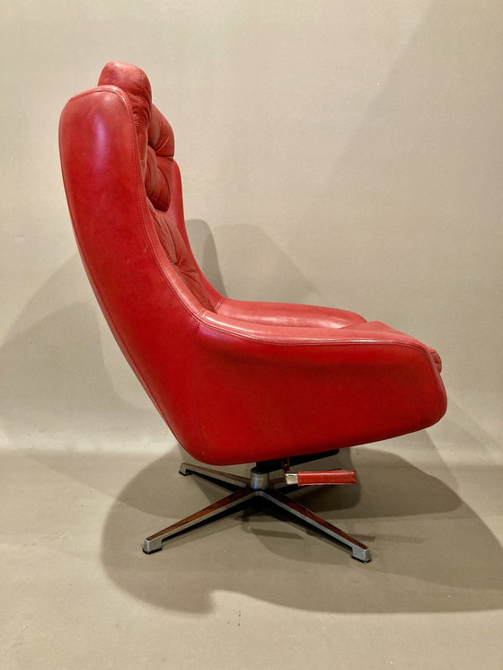 Image 1 of Paar design leren fauteuils 1950.