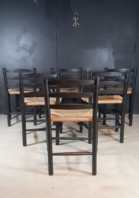 Image 1 of Set Van 6 Georges Robert Chairs France 1950S