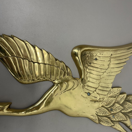 Image 1 of Groot Modernistisch Messing Wandobject Decoratie Sculptuur Reiger, Duitsland, 1960S