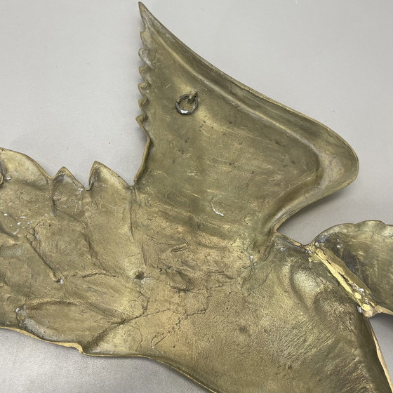 Image 1 of Groot Modernistisch Messing Wandobject Decoratie Sculptuur Reiger, Duitsland, 1960S