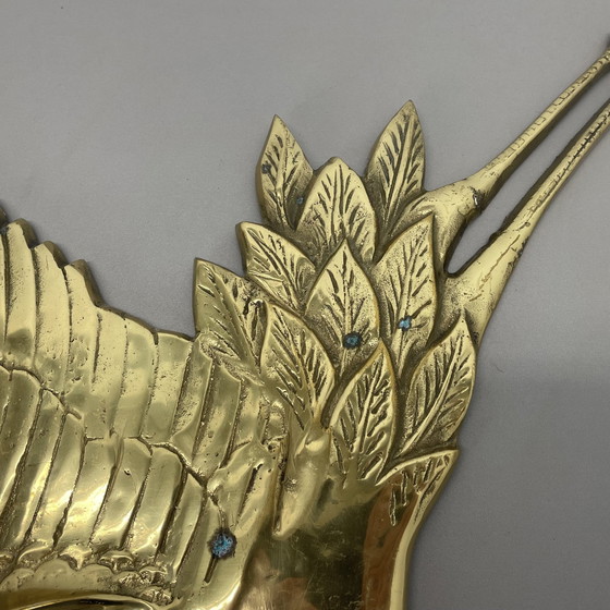 Image 1 of Groot Modernistisch Messing Wandobject Decoratie Sculptuur Reiger, Duitsland, 1960S