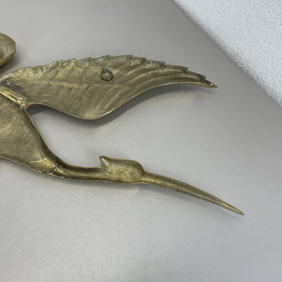 Image 1 of Groot Modernistisch Messing Wandobject Decoratie Sculptuur Reiger, Duitsland, 1960S