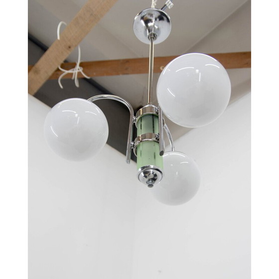 Image 1 of Vintage art deco vernikkelde kroonluchter, 1930