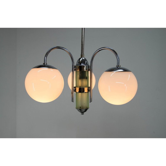Image 1 of Vintage art deco vernikkelde kroonluchter, 1930