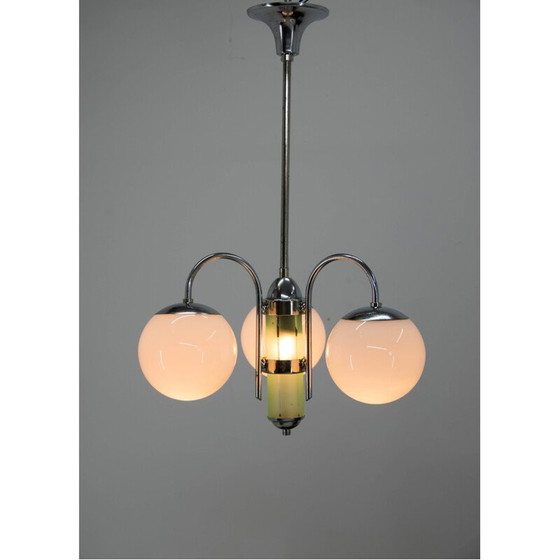 Image 1 of Vintage art deco vernikkelde kroonluchter, 1930