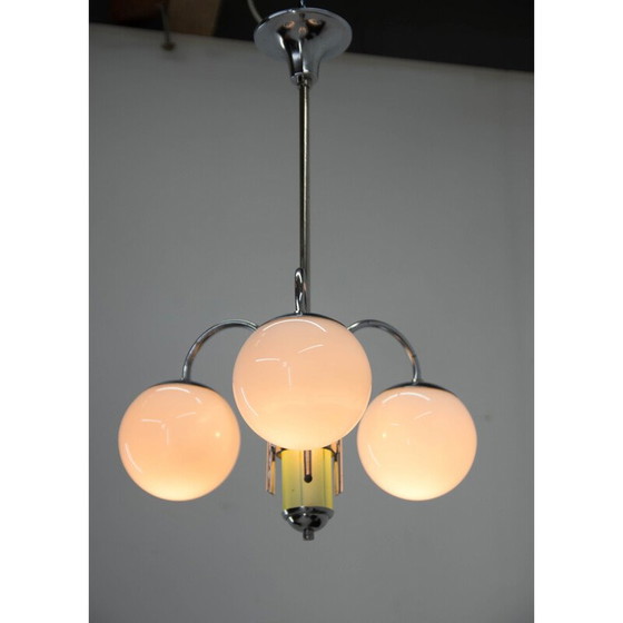 Image 1 of Vintage art deco vernikkelde kroonluchter, 1930
