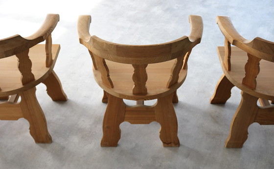 Image 1 of 4x brutalist eetkamerstoelen