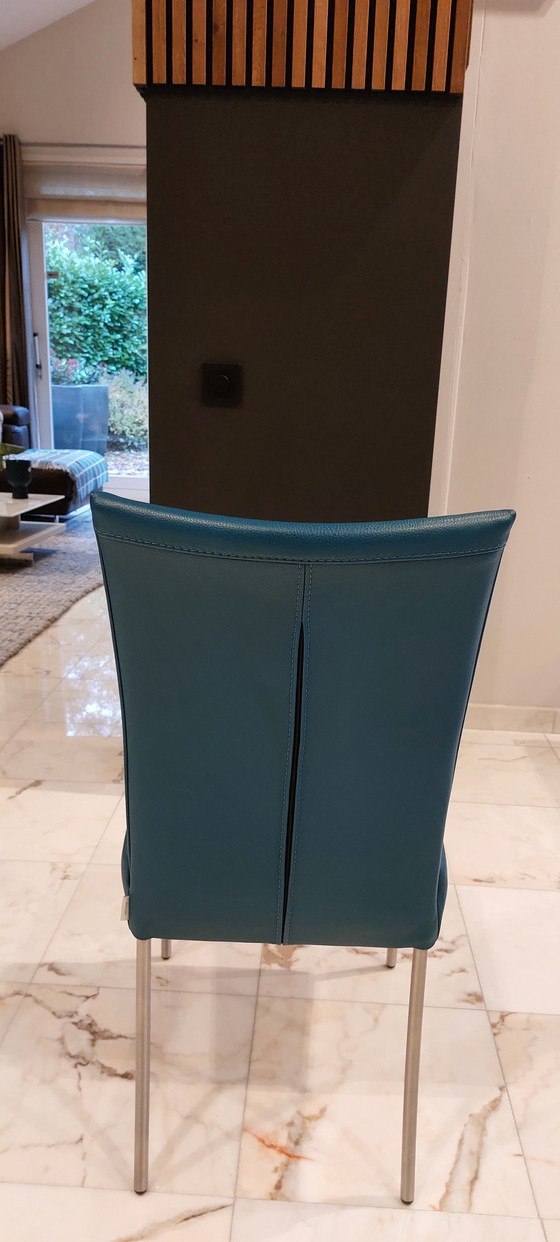 Image 1 of 8X Bert Plantagie Eetkamerstoelen (Leer, Petrol)