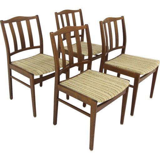 Set van 4 vintage stoelen in beukenhout en stof, Zweden 1960