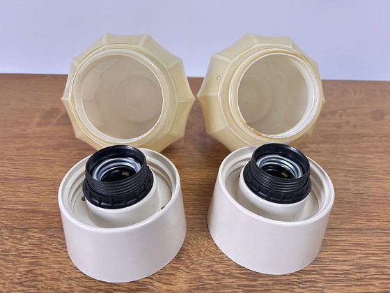 Image 1 of Set Van 2 Thabur Plafondlampen 30Er Jaren Crème Zacht Geel 