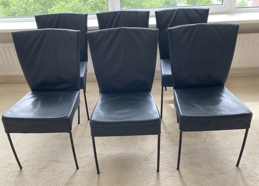 6x Montis Spica eetkamerstoelen blauw