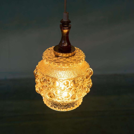 Image 1 of Vintage Scandinavisch hanglamp glas, bubbles glass pendant