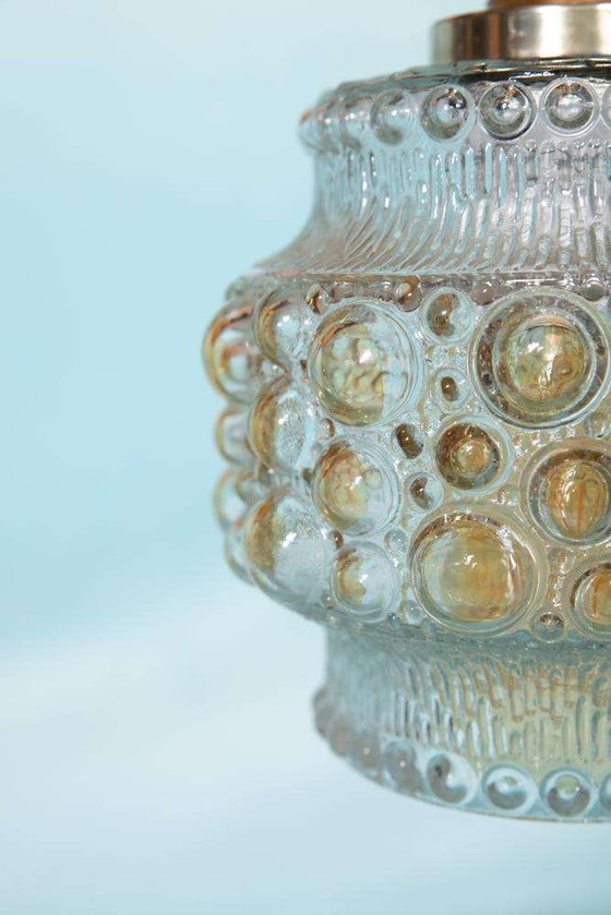 Image 1 of Vintage Scandinavisch hanglamp glas, bubbles glass pendant