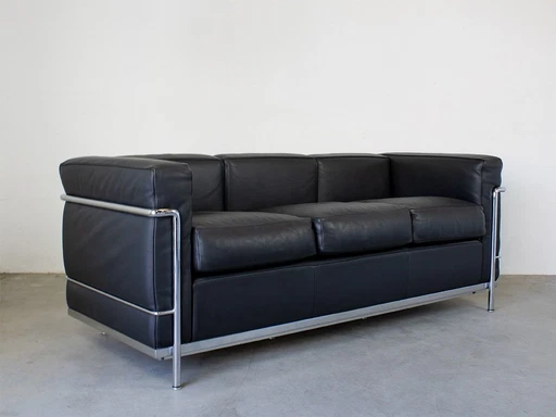 Cassina Lc2 3 -Zitter Design Lecorbusier Leer/Zwart