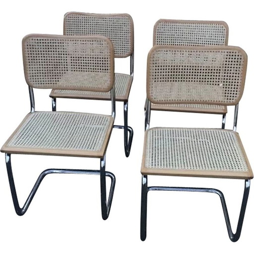 Set van 4 mid-century cesca stoelen van Marcel Breuer