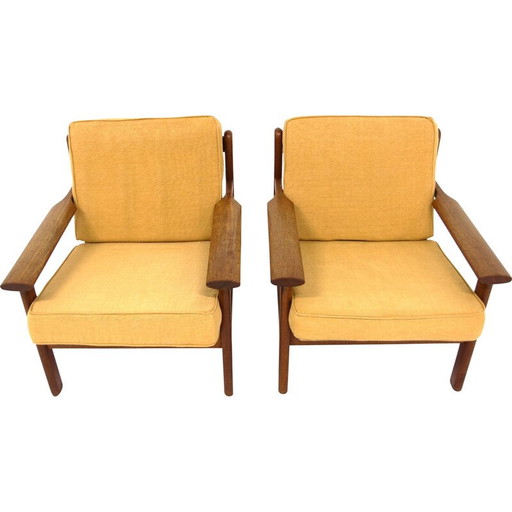 Paar Scandinavische vintage teakhouten fauteuils van Poul Volther, Zweden 1960