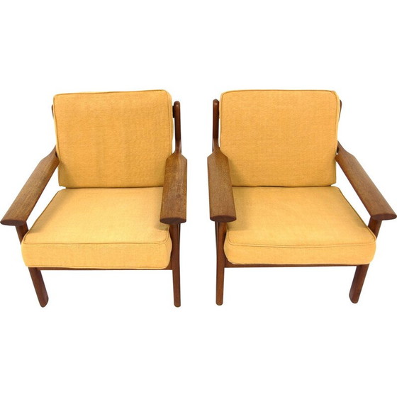 Image 1 of Paar Scandinavische vintage teakhouten fauteuils van Poul Volther, Zweden 1960