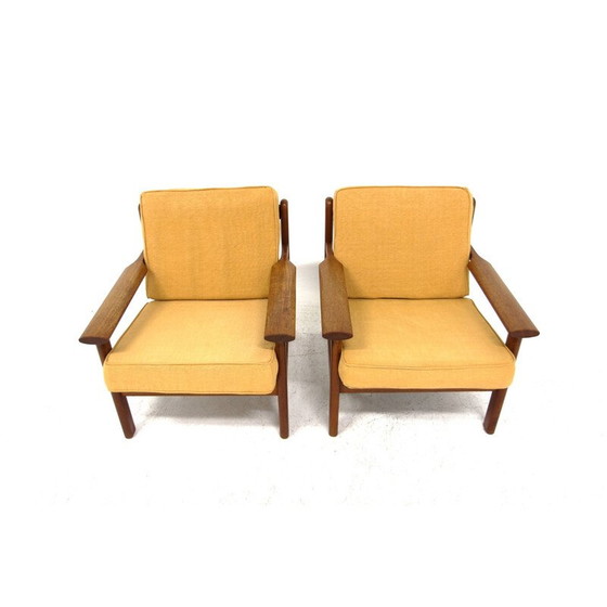 Image 1 of Paar Scandinavische vintage teakhouten fauteuils van Poul Volther, Zweden 1960