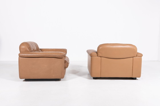 Image 1 of De Sede DS 101 bruin lederen loungestoelen, jaren 1970