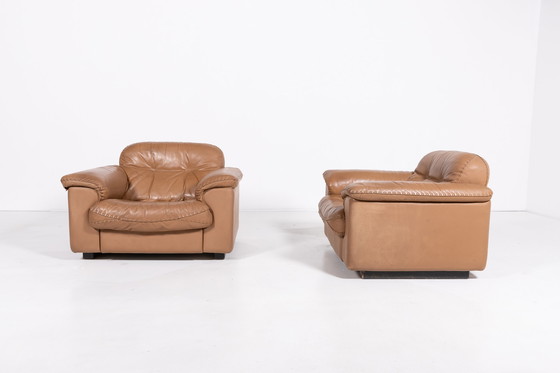 Image 1 of De Sede DS 101 bruin lederen loungestoelen, jaren 1970