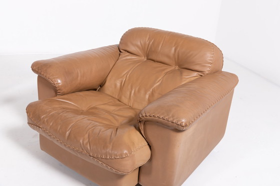 Image 1 of De Sede DS 101 bruin lederen loungestoelen, jaren 1970