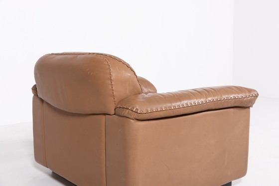 Image 1 of De Sede DS 101 bruin lederen loungestoelen, jaren 1970