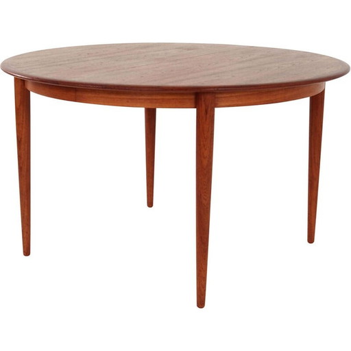 Vintage opvouwbare ronde tafel van teakhout, 1970