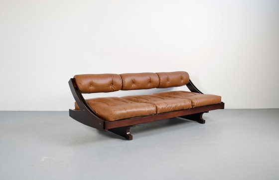 Image 1 of 3-zitsbank Gs 195 leder en palissander Gianni Songia 1963 Sormani Éditeur