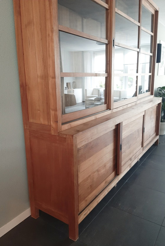 Image 1 of Teak Houten Winkelkast vitrine