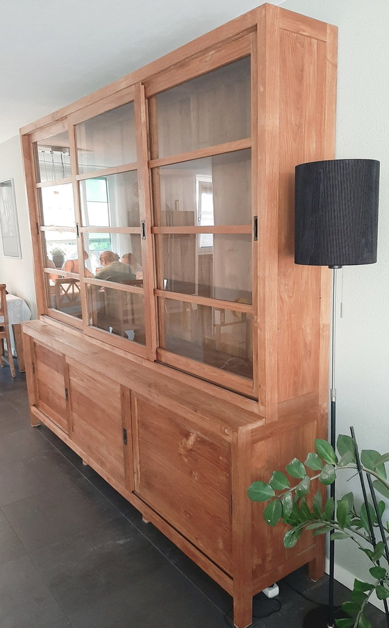 Image 1 of Teak Houten Winkelkast vitrine