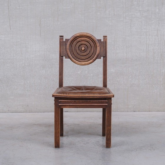 Image 1 of Set van 6 vintage eikenhouten stoelen, Frankrijk 1940