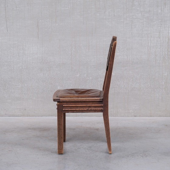 Image 1 of Set van 6 vintage eikenhouten stoelen, Frankrijk 1940